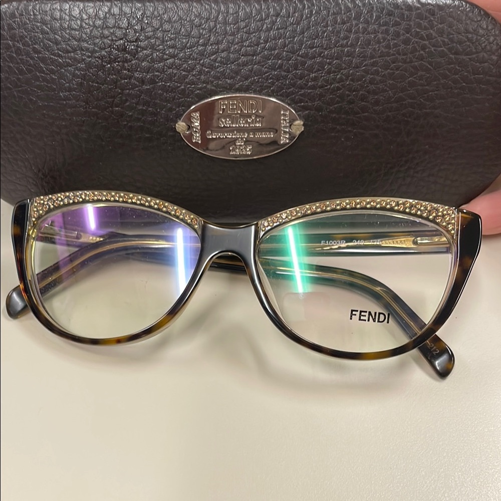 Fendi tortoise shell with Gold crystal stones Glasses- nwt and case
